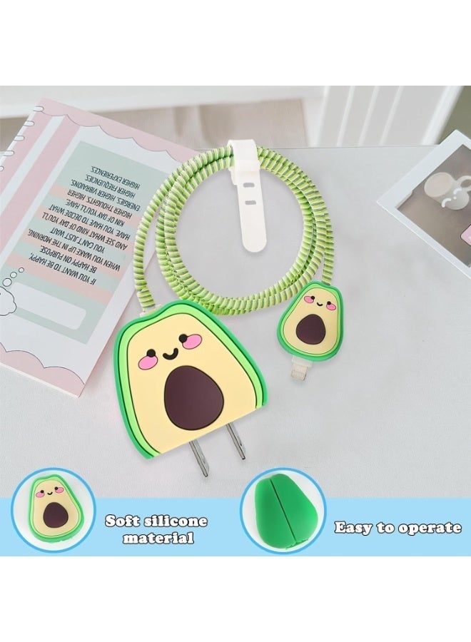 ChicAbode حافظة واقية لشاحن iPhone على شكل أفوكادو ثلاثي الأبعاد، غطاء واقي لكابل USB ومحول طاقة 18 وات/20 وات، كابل بيانات وشاحن USB وخط بيانات وحامي سلك الهاتف، لأجهزة iPhone 11 و12 و13 و14 Pro Max XS XR - Image 5
